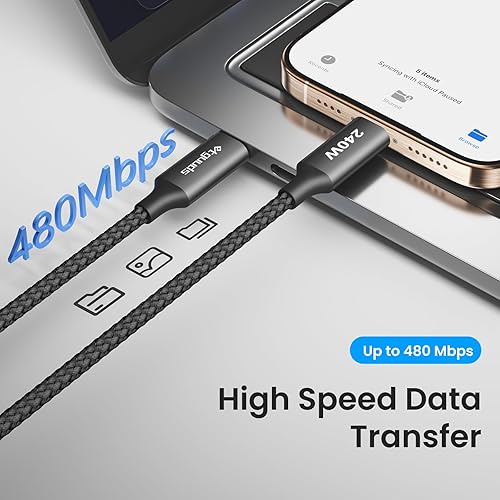 Miniatura 4 de etguuds Cable USB C a USB C de 240W de 10 pies, paquete de 2, cable de carga tipo C de carga súper rápida para iPhone 17, 16, 15 Series, Samsung