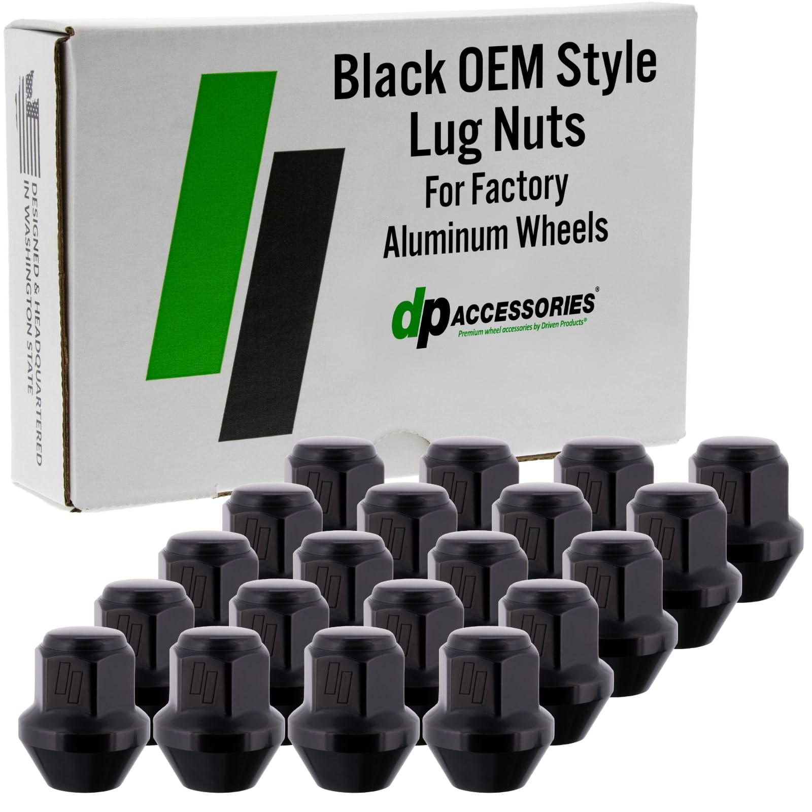DPAccessories Lug Nuts Compatible with 2008-2020 Dodge Grand Caravan | Black OEM Style | Factory Aluminum Wheels Only | Set of 20 Wheel Nuts |