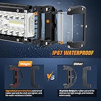 Vista 5 de Nilight - Barra de luz LED lateral de 2 piezas de 4.3 pulgadas, triple fila, haz puntual y disperso, con kit de arnés de cableado para conducción