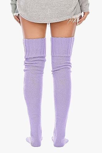Miniatura 4 de SherryDC Calcetines altos hasta el muslo de punto trenzado para mujer, calcetines de invierno extra largos sobre la rodilla calentadores de piernas