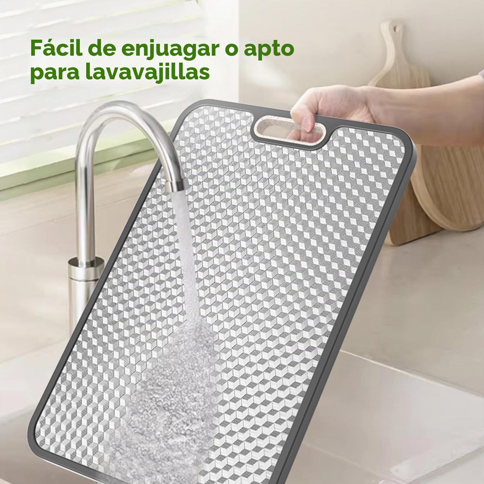 Tabla de cortar de titanio, doble cara de grado médico, GR2 de titanio/paja de trigo PP, tablas de cortar grandes para carne, verduras y frutas
