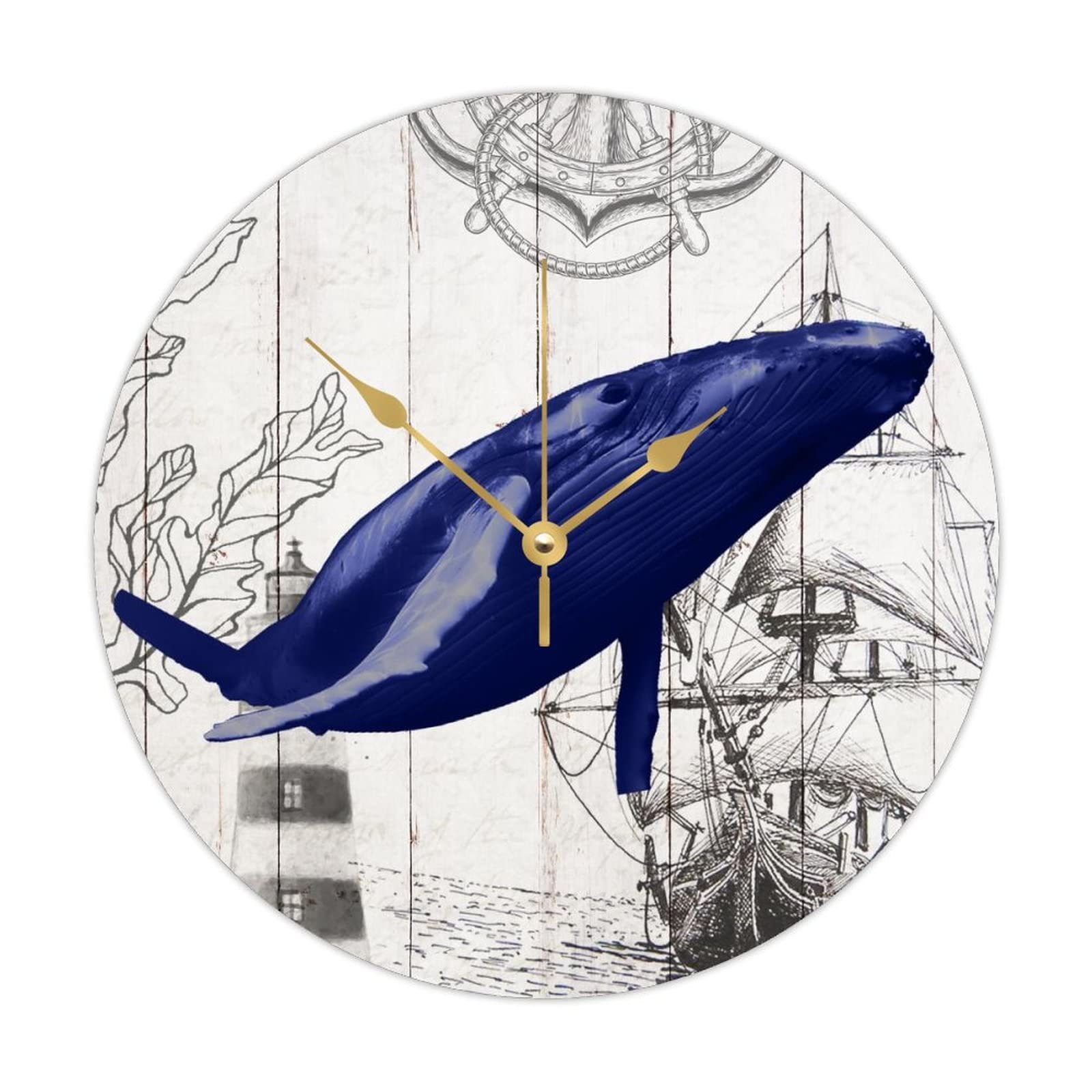 Horloge murale ronde en bois silencieuse pour bureau et salon