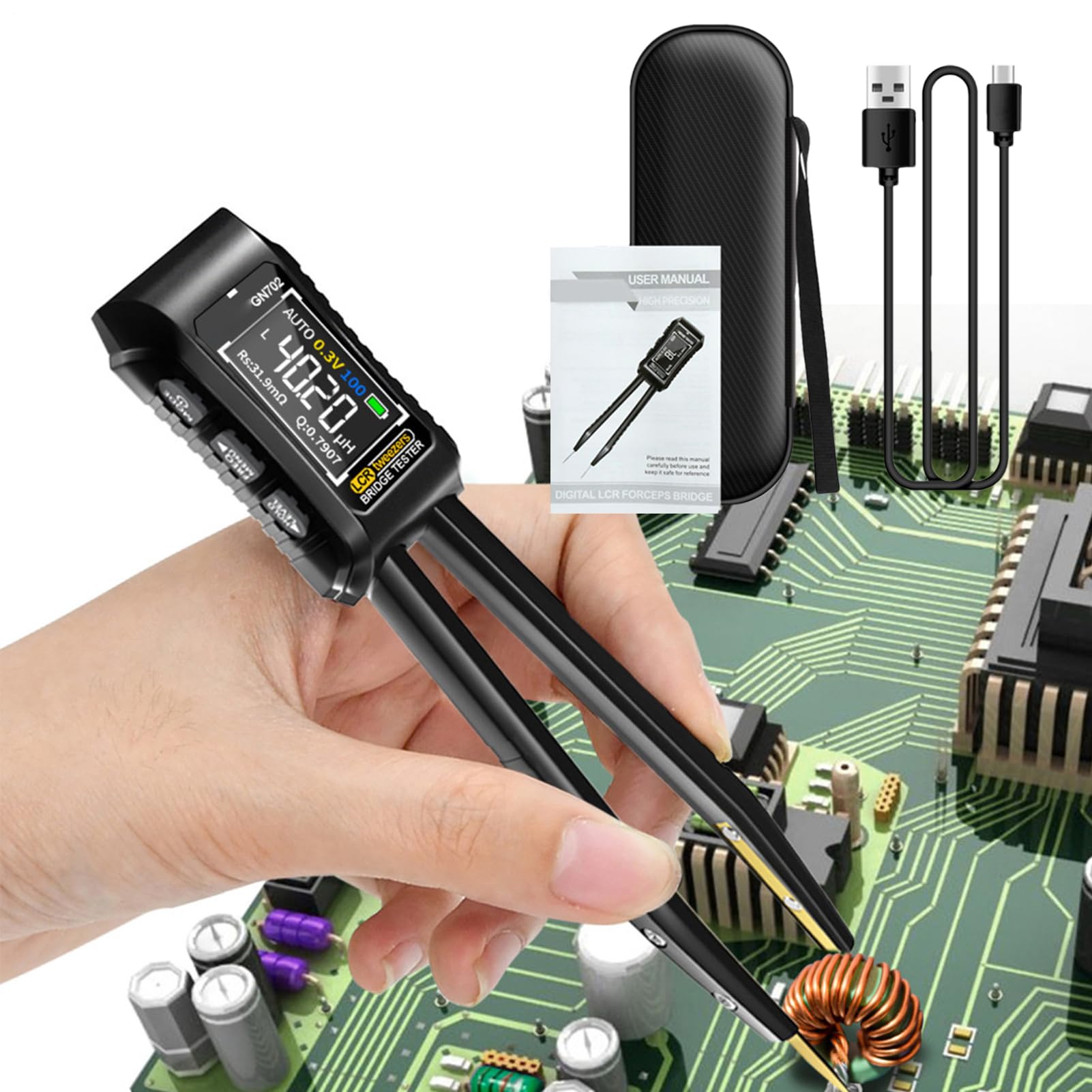 Pinzette für intelligente Zähler - SMD-Digital-Komponenten-Tester | Hochpräzises automatisches Messwerkzeug, Widerstandsdioden-Analysegerät der Induktivitätskapazität, erkennt
