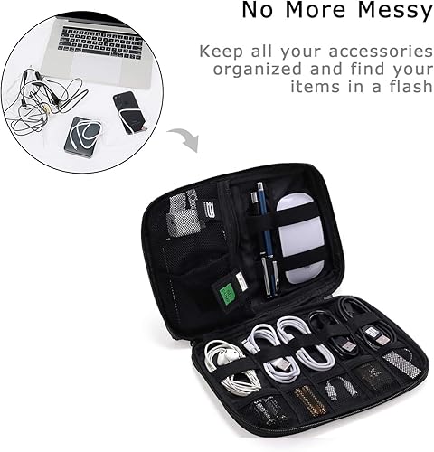 Miniatura 2 de BAGSMART - Bolsa organizadora de accesorios electrónicos para viaje para cargador, adaptador, cables, tarjetas SD