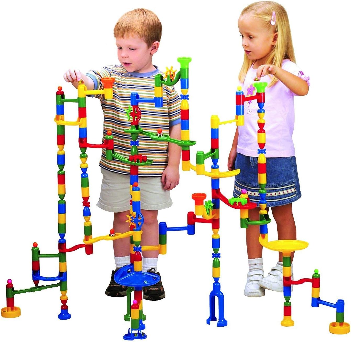 Edushape Marbulous Marble Run Track Set 202 Pieces + 50 Marbles STEM Learning Toy, Educational Construction Building Blocks Toy for Kids 6 7 8 + Year Old Boys Girls with Clear Illustrated Instructions