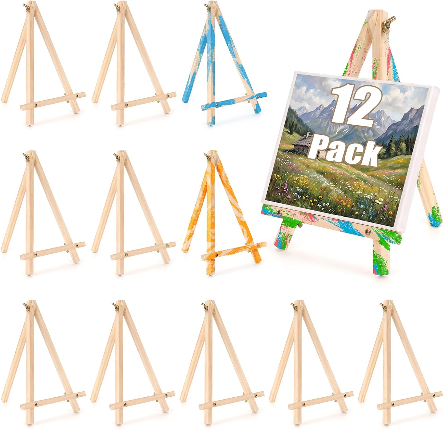 12 Pack 9 Inch Easels for Painting Wood Easels for Canvas Arts Craft Photos