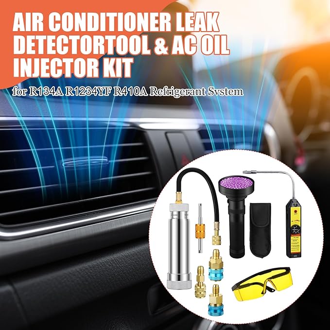 Kit Detector de Fugas de AC, R1234yf R134a R410a con Inyector de Tinte UV miniatura 7