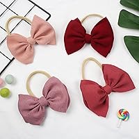 Vista 4 de YanJie Diademas de Nylon para Bebés Niñas Recién Nacidas Lazos Hechos a Mano Diademas con Lazos Accesorios para el Cabello para Recién Nacidos Bebés