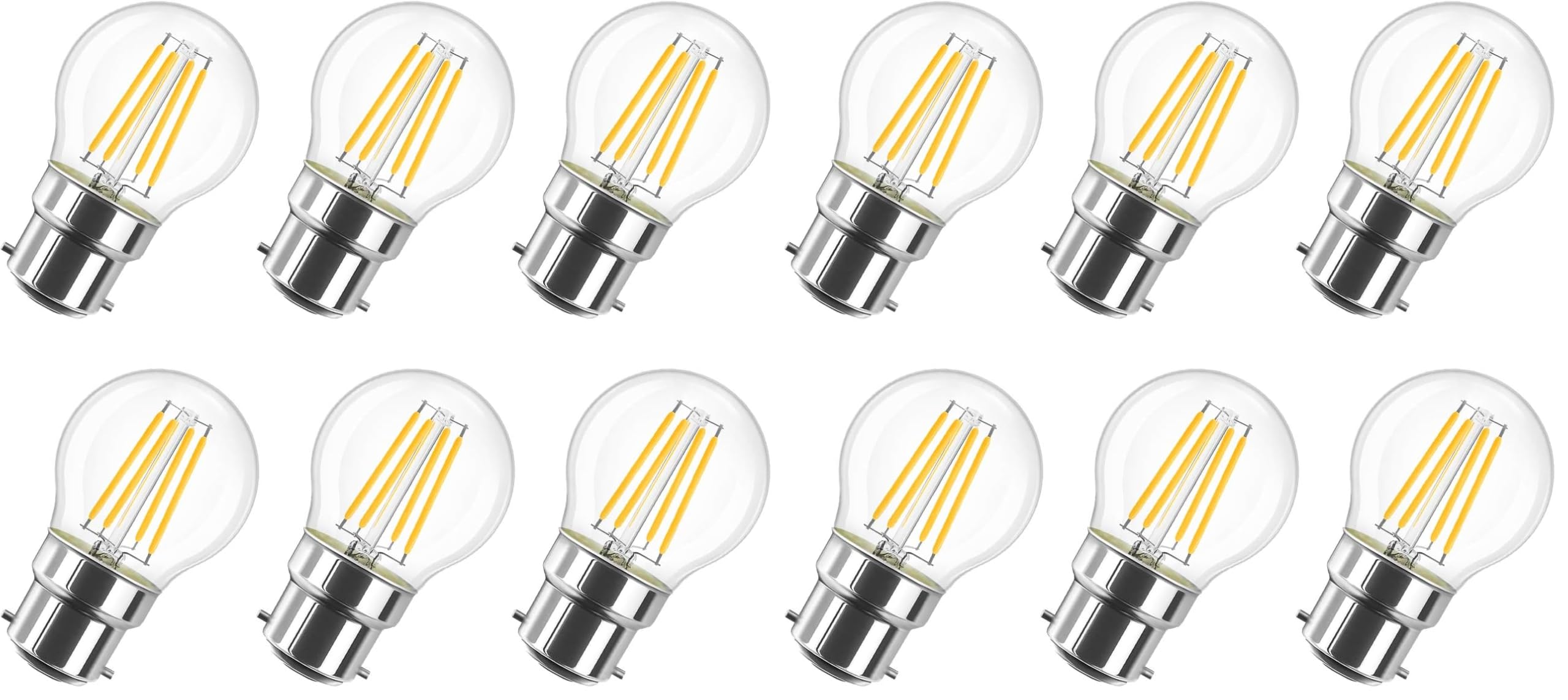 LVWIT 6 Unidades B22 Bombillas Golf G45 Filamento LED Retro Vintage - 6W Equivalente a 60W, 806 Lúmenes, Color Blanco Cálido 2700K, El Ángulo del Haz de 300°. No Regulable (Paquete de 2)