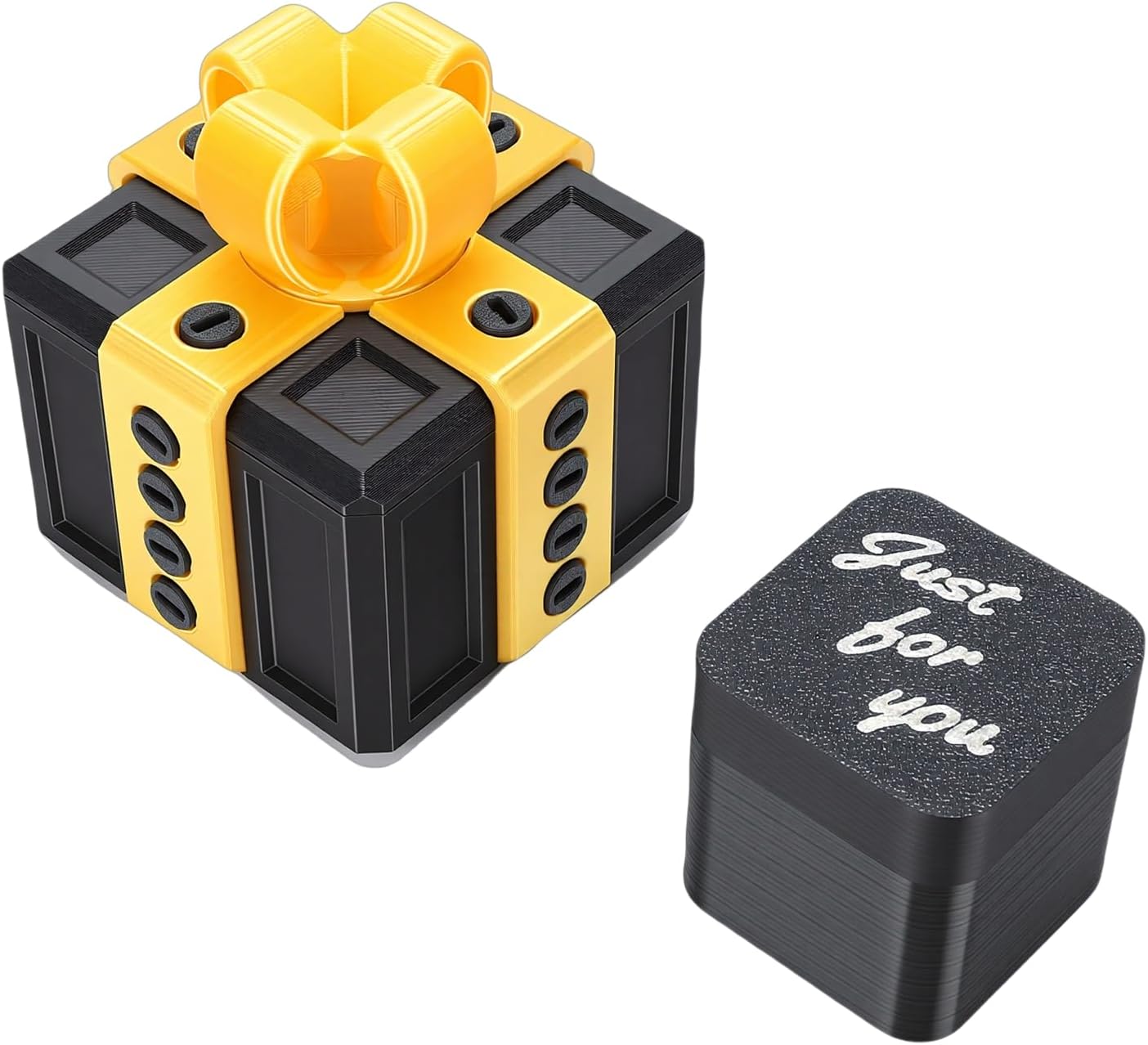 Qinlorgo Annoying Gift Box, 3D Printed Storage Box, Unlocking Challenge Present with Multiple Screws, Ideal for Birthday, Xmas Gifts Adults & Kids (Gold Black)