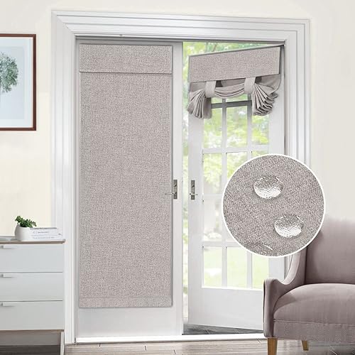 Miniatura 9 de FantasDecor Cortinas de puerta francesa con textura de lino, cortina de privacidad para ventana de cocina, cortinas de oscurecimiento de habitación,