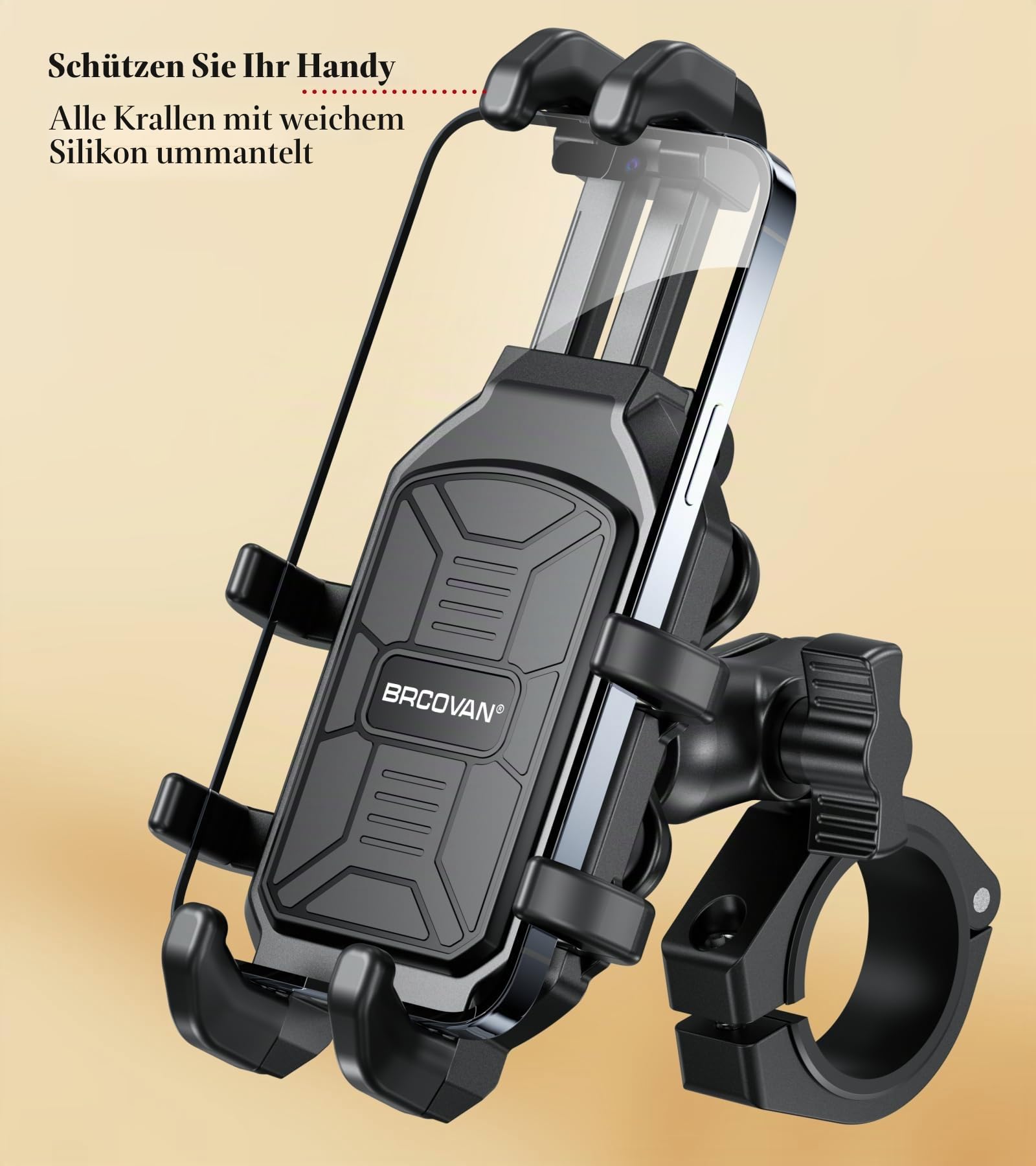 BRCOVAN UTV Handyhalterung mit Vibrationsdämpfer | Verstellbar UTV Handyhalter, Anti-Shake, für 1,5''/1,65''/1,75''/1,85''/2'' Überrollkäfigstange, für 5,4''-7,2'' Smartphone