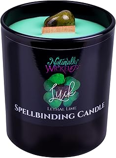 Naturally Wicked Spellbinding Luck Candle with Crystal, Wood Wick & Gift Box