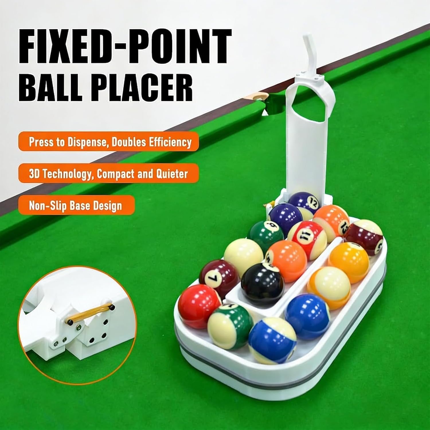 Billiards Training Rack Pro - Pool Skills Trainer & Ball Launcher, 3D Printed Rack for 15 Balls, Accuracy Practice Aid