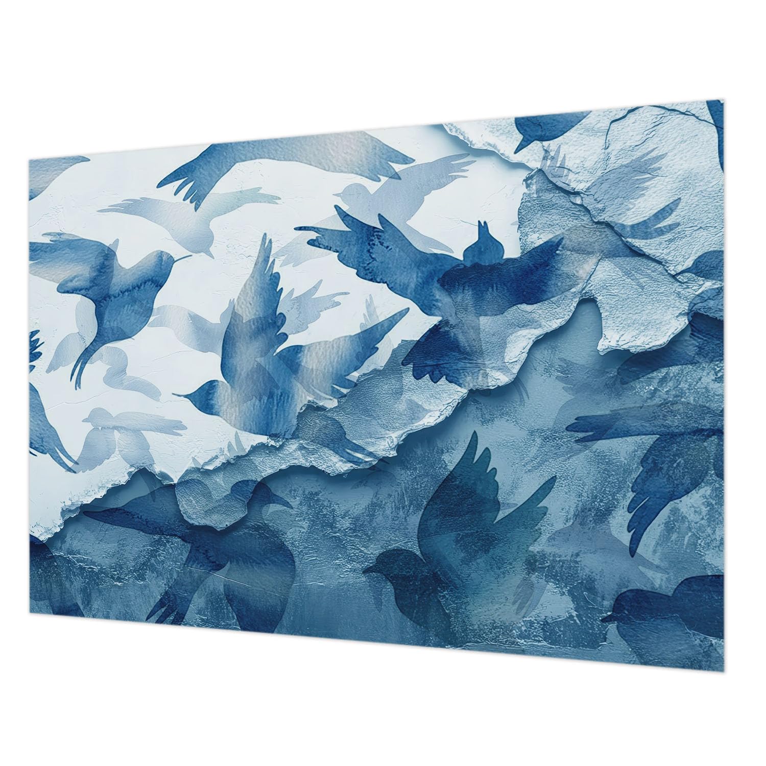 Tapisserie intissée oiseaux dynamiques pour chambre à coucher zen