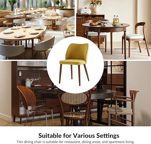 Miniatura 6 de Juego de 2 sillas de comedor tapizadas para cocina, comedor, sillas laterales con respaldo acolchado curvado, patas de madera para