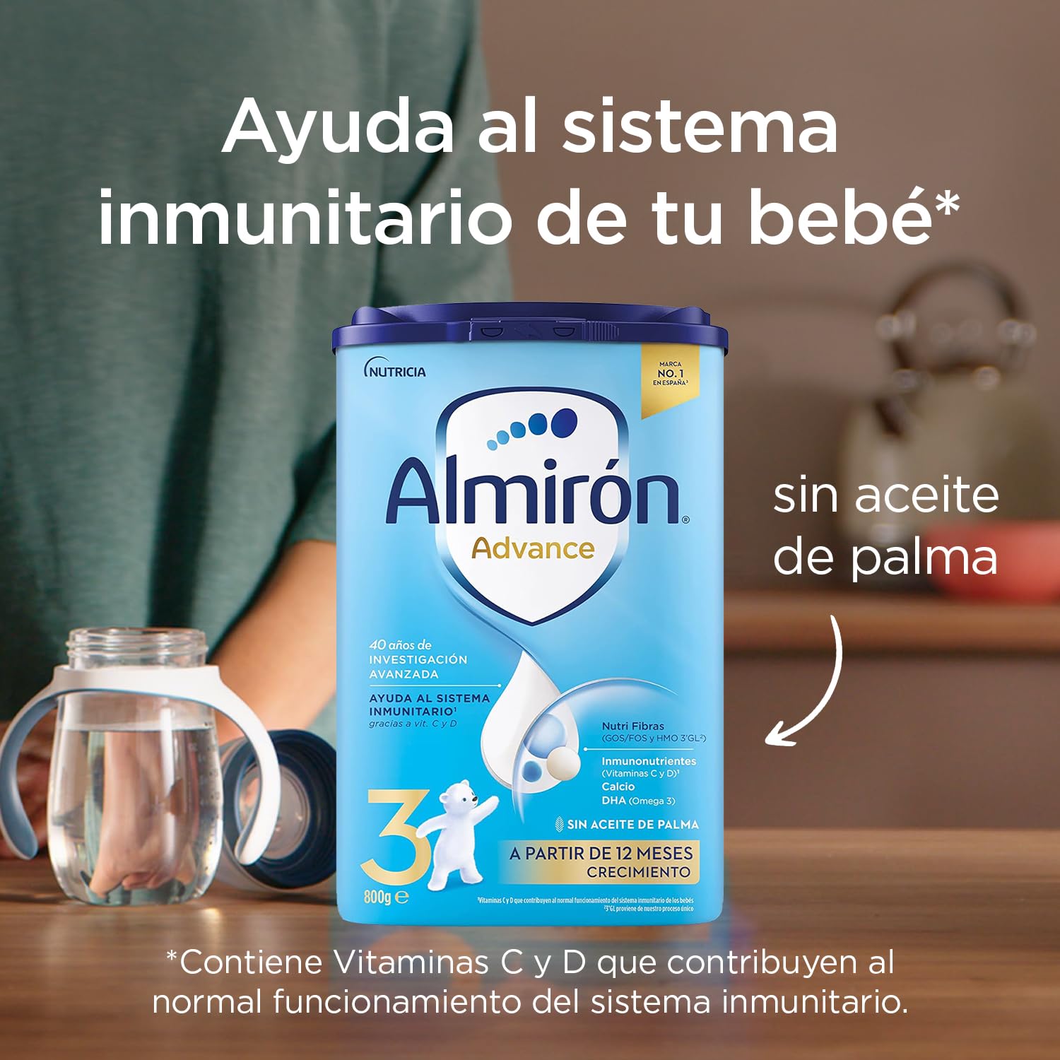 Almirón Advance 3 Leche en Polvo de Crecimiento para Bebé 800g con Vitaminas C y D Sin Aceite de Palma