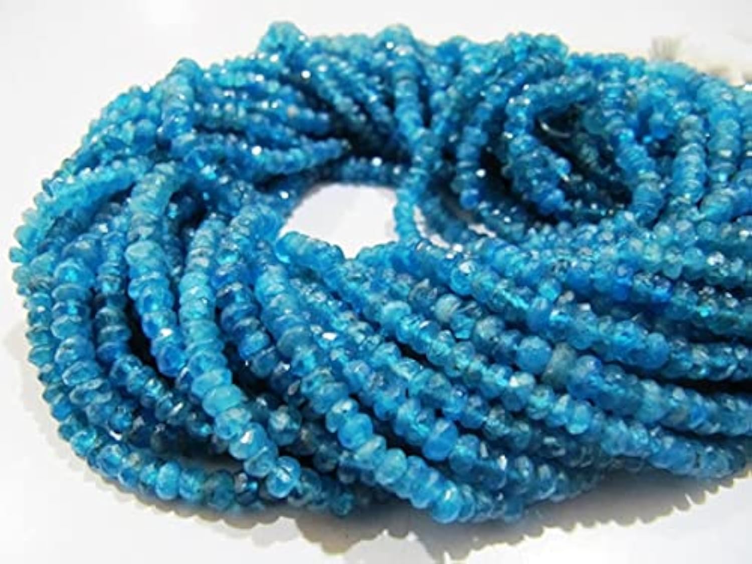 Perles apatite néon rondelles facettées pierre naturelle 13 pouces pour bijoux