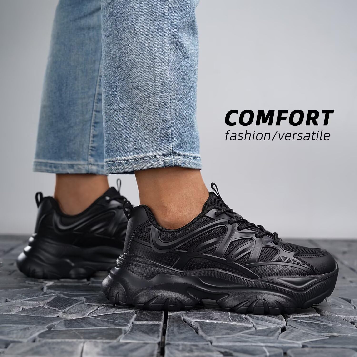 Women's Road Running Shoes Non Slip Ladies Walking Fashion Athletic Chunky Sneakers Work Gym Comfort Lightweight Mesh Soft Sole - Image 2