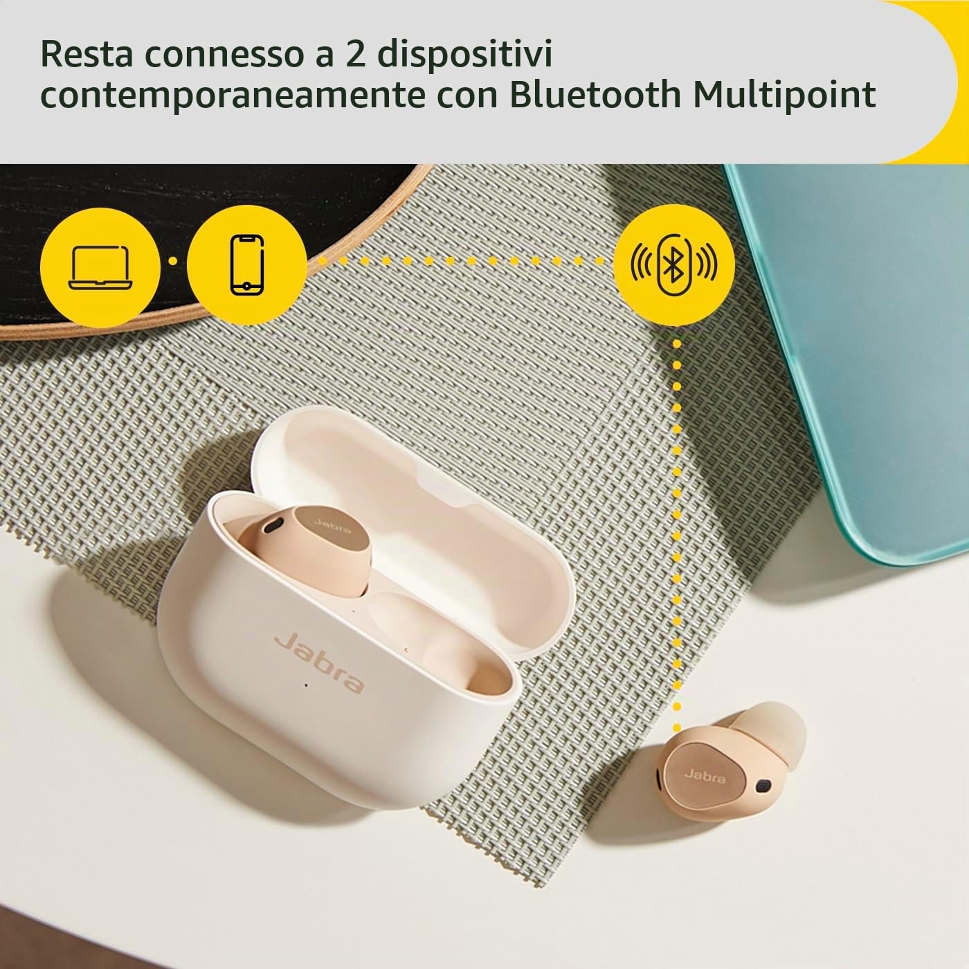 Jabra Elite 10 Auricolari Bluetooth intraurali wireless con Cancellazione attiva del rumore Advanced, Cuffie Bluetooth con 6 microfoni integrati e suono Dolby Atmos - Crema