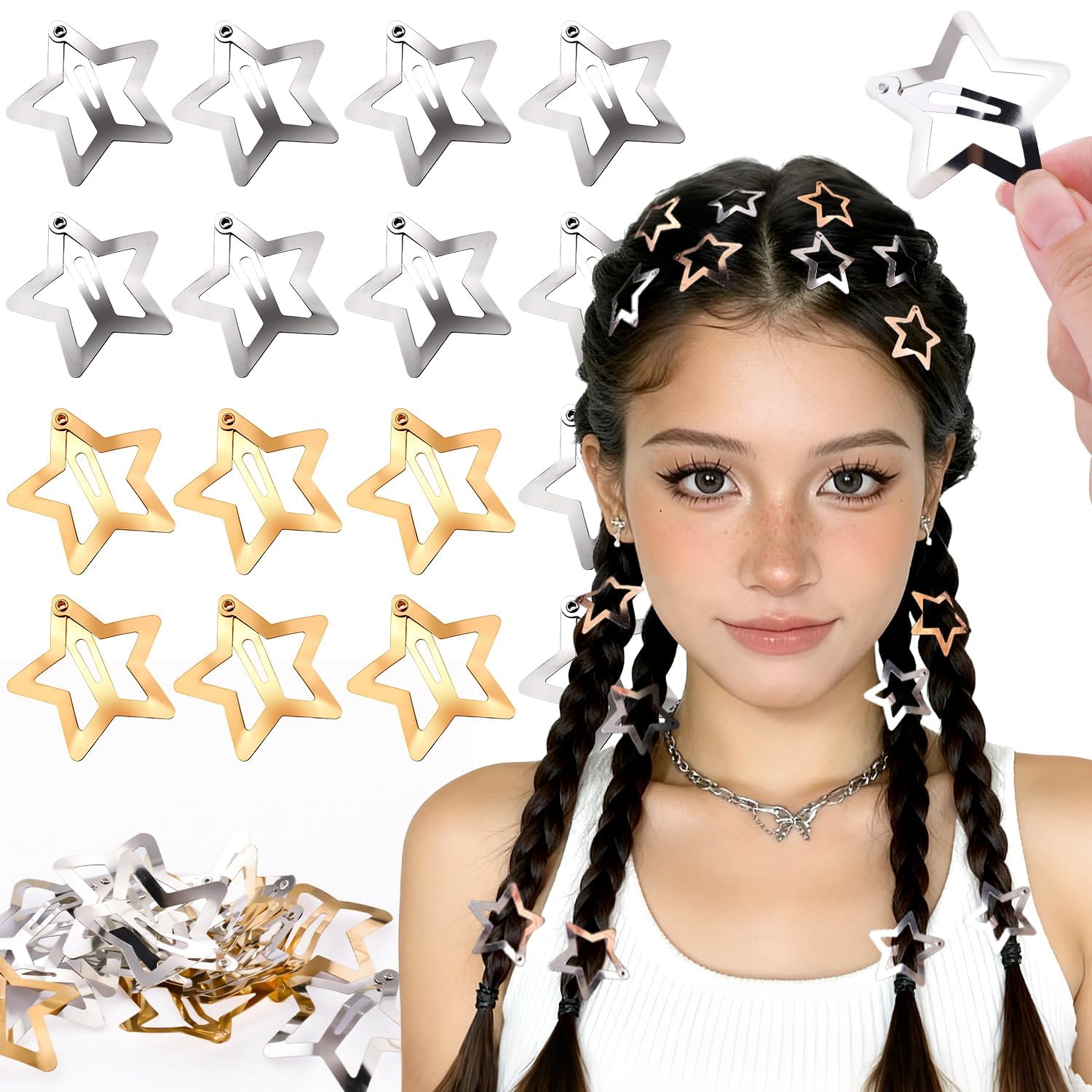 Amazon | ChasCoCoヘアクリップ パッチンピン 星 五芒星 20個入り