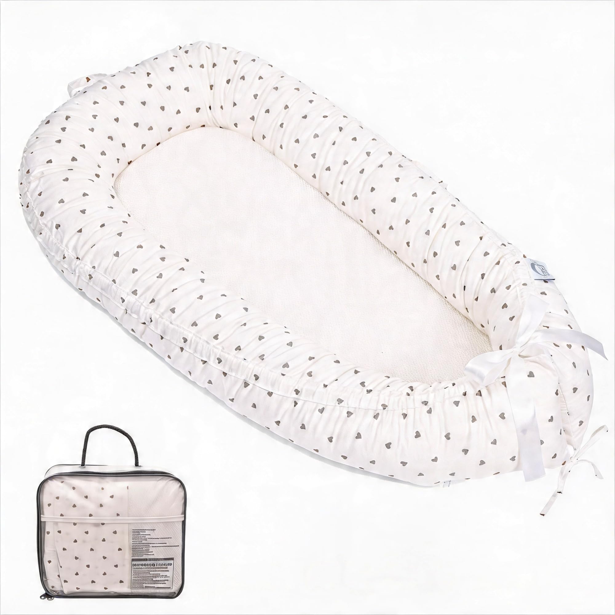 EAQ Babynest Nestchen Baby Weiches Atmungsaktives baby bett für Neugeborene Geschenk 100% Baumwolle Baby Erstausstattung Neugeborene