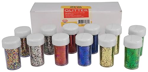 Miniatura 2 de School Smart Purpurina artesanal, 3/4 onzas, colores surtidos, juego de 12