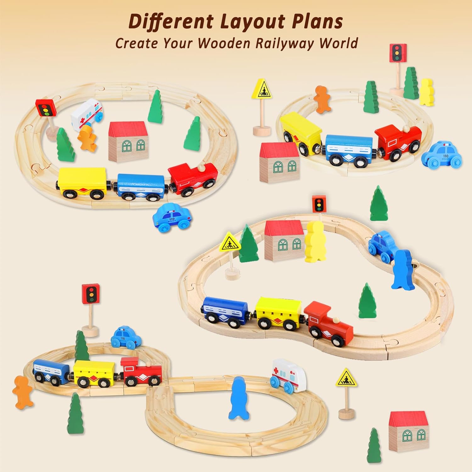 33Pcs Magnetic Wooden Train Set - Expandable Tracks Fit Thomas Brio - Educational Toy Fosters Imagination, Creativity, Logical Thinking, Ideal Birthday for Toddlers Kids Ages 3-6 - Image 5