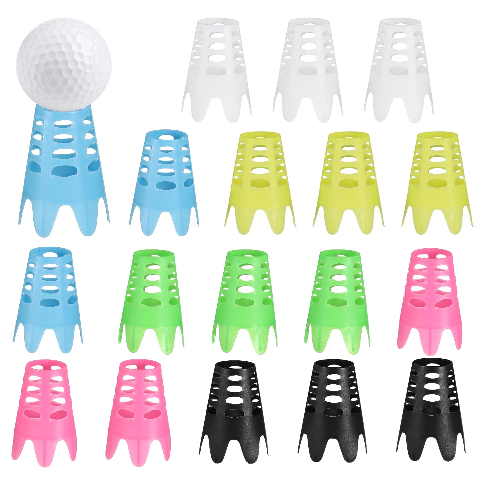 YELARXI Golf Simulator Tees, 1.8 Inch &18Pcs & Yellow/Red/Blue/Black/Green/White Indoor Golf Tees Simulator Practice Training -Fitting for (Winter Turf Range Hitting)