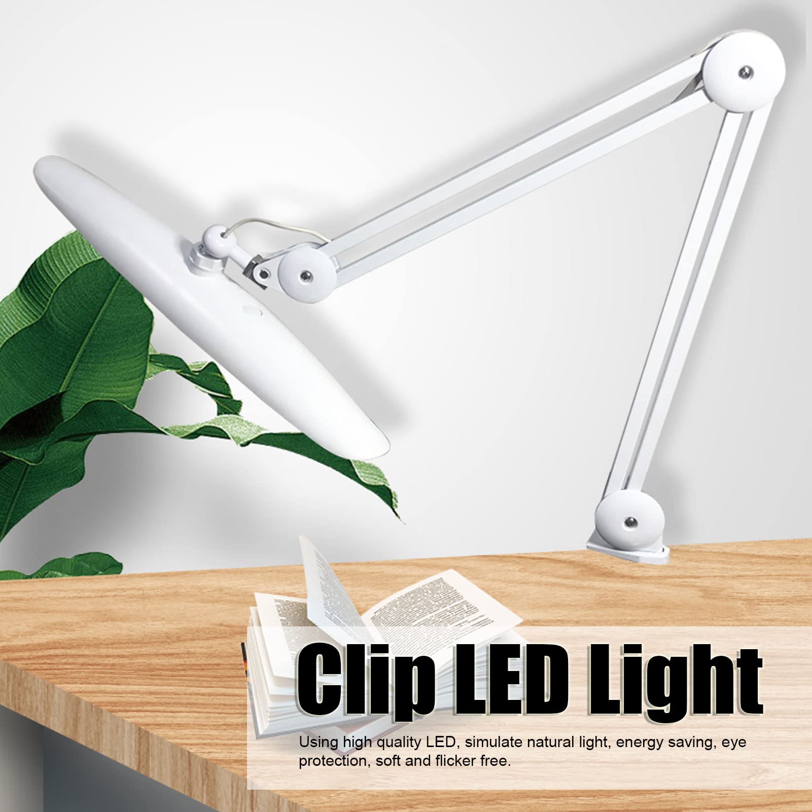Eujgoov Clip a LED Regolabile su Lampada da Lettura Clip a LED Luce a Clip Flessibile su Luce da Libro 4 Livelli Luminosità 100‑240 V