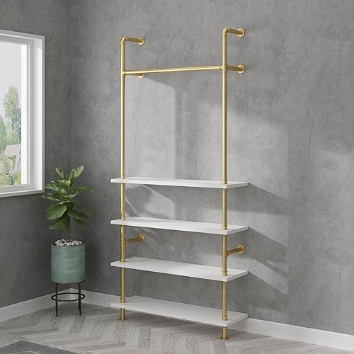 Miniatura 6 de LANJIN Perchero industrial para ropa, perchero para armario, dormitorio y como sistema de clóset. Percheros resistentes para colgar ropa, perchero