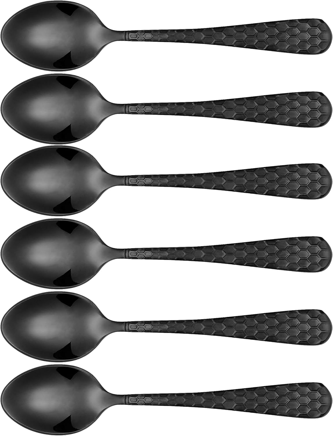 Lorren Home Trends Textured Demitasse Espresso Spoons, 4.5 inches, Set of 6, Black