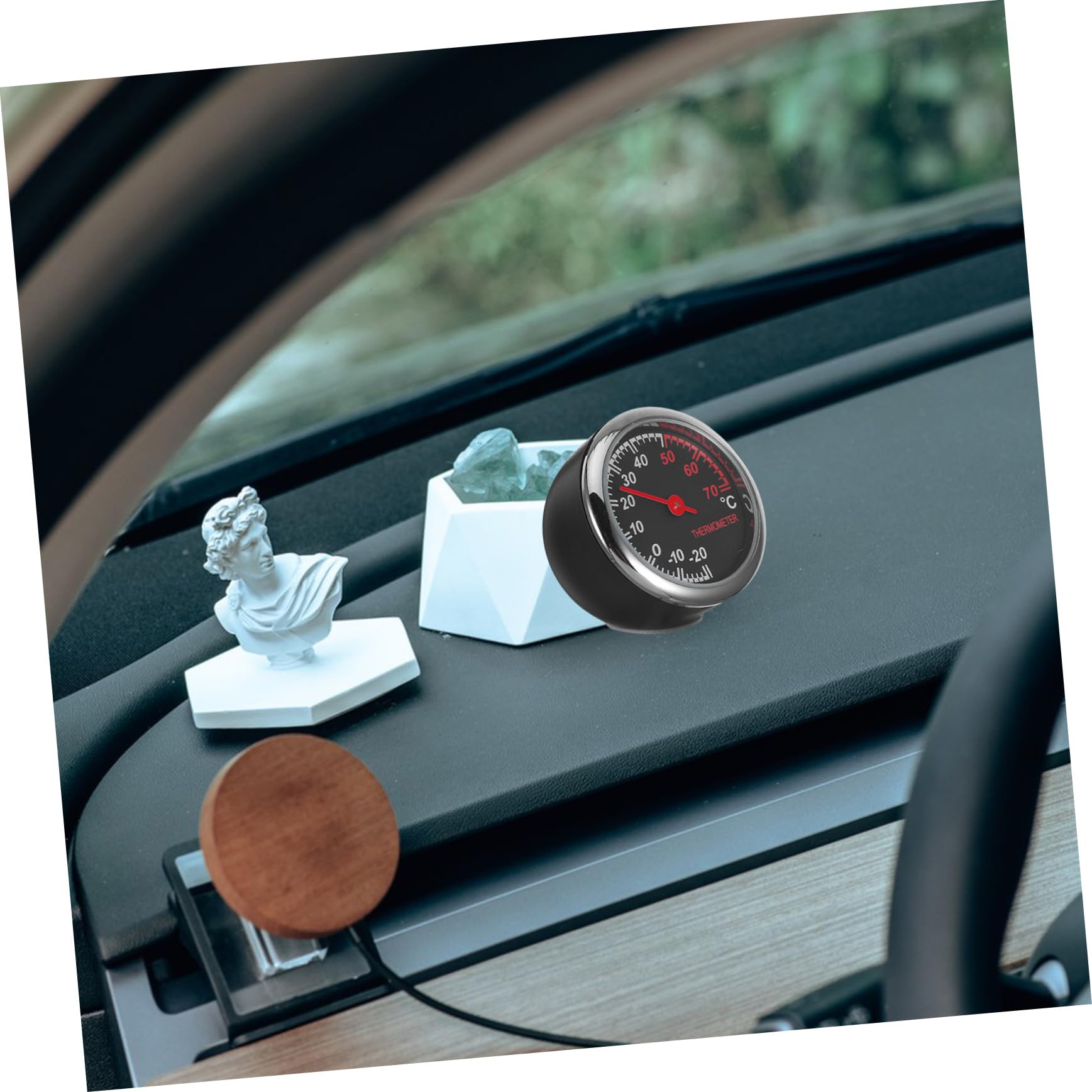 GLEAVI Termómetro Coche Interior para Salpicadero, Reloj Luminoso de Aleación y Vidrio, Fácil de Instalar, Adecuado para Ventilación del Coche de Noche