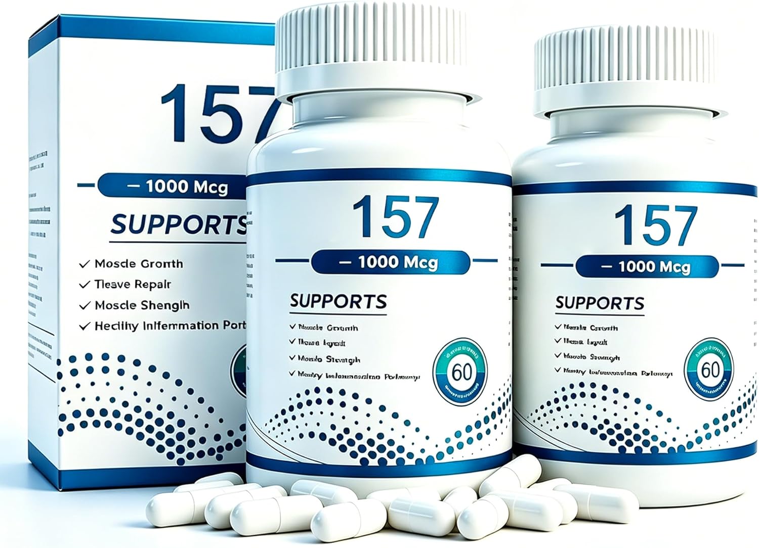 BP 157 1000 Mcg, Supports Muscle Growth, Tissue Repair, Digestive Health and Overall Health 1 (2Pack White)