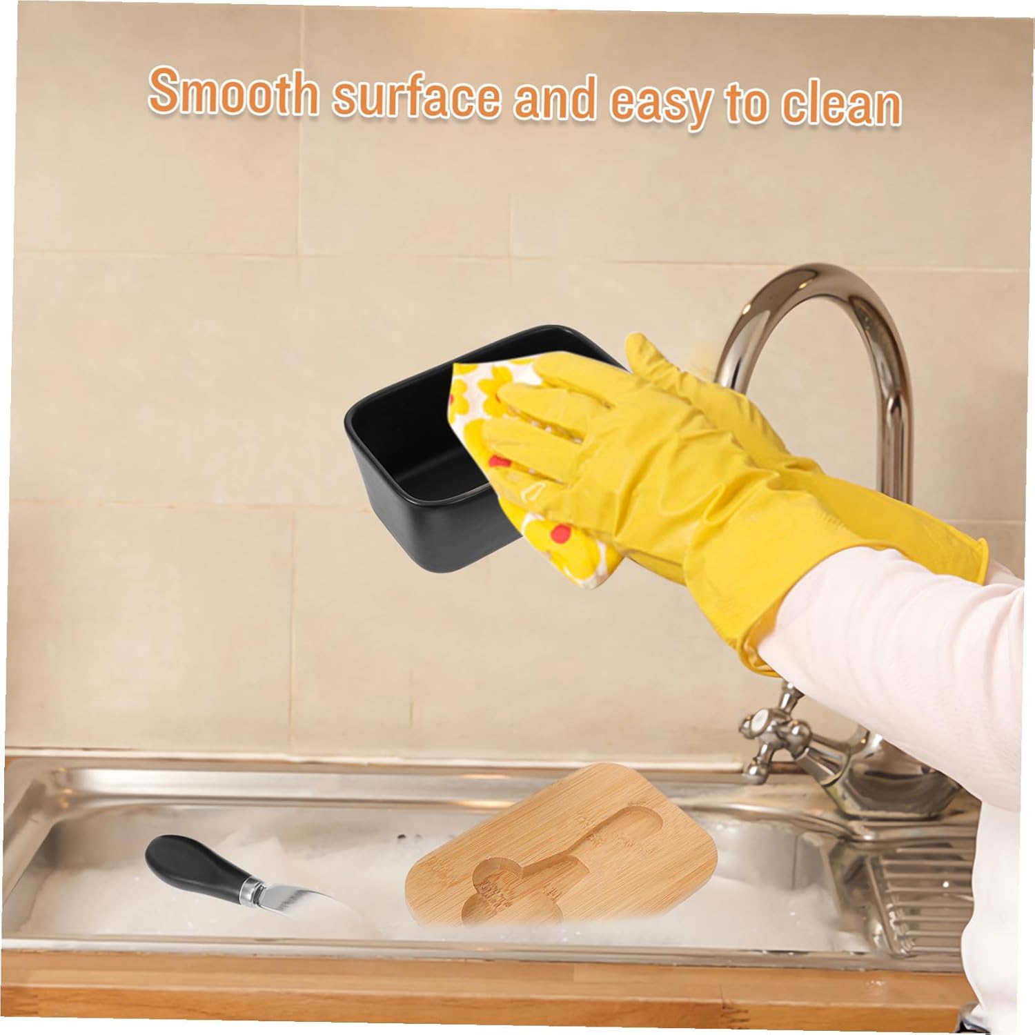 Ceramic Butter Dish with Lid and Knife Rectangular Multi-purpose Butter Holder for Kitchen and Restaurant Easy-clean Smooth Surface Compact Modern Design for Fresh Cheese and