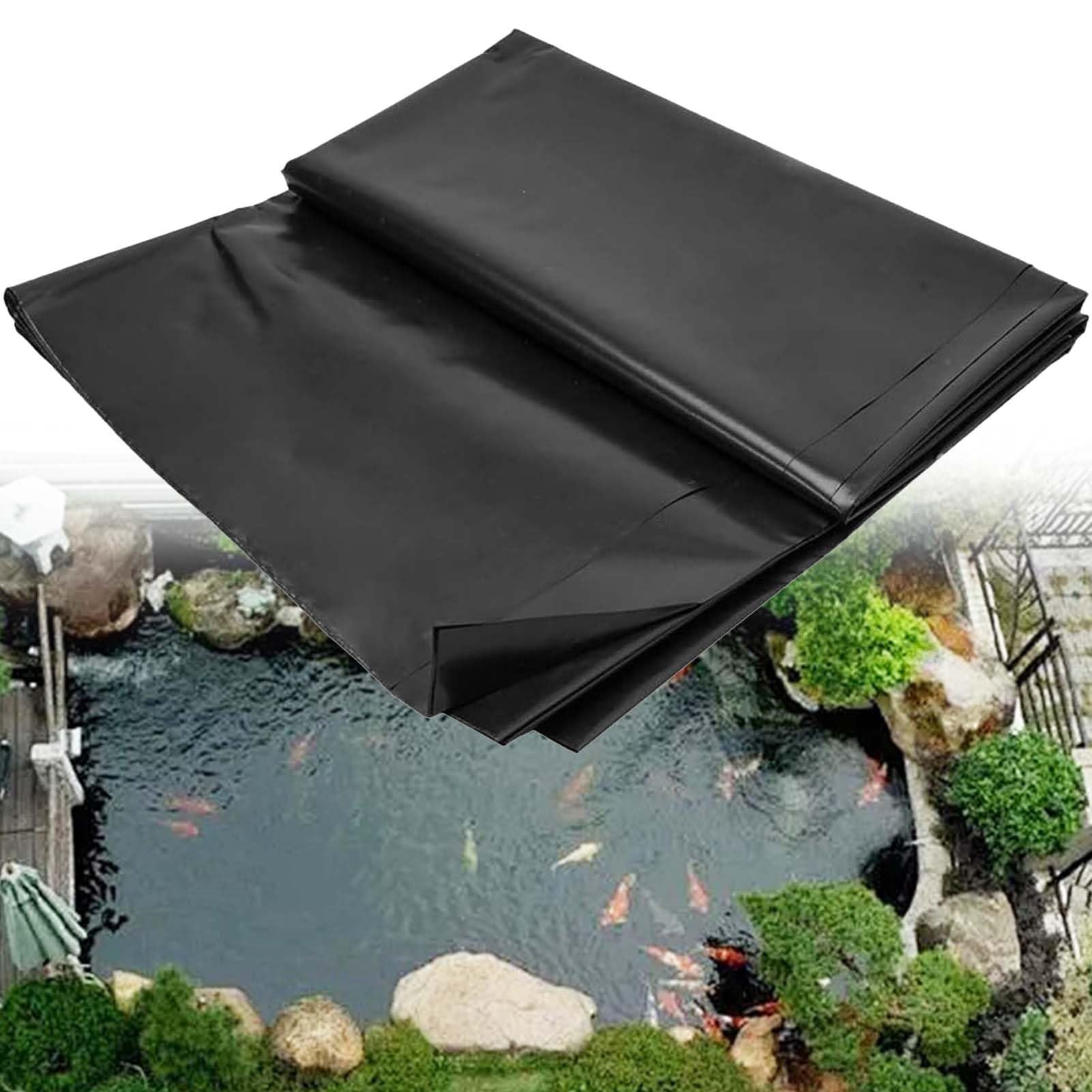 Rivestimento per laghetto in HDPE nero resistente, 6 x 6 m, per laghetti da pesce, paesaggi da giardino, acquacoltura, cascate e stagni con anatre, base resistente per terrazze e uso esterno