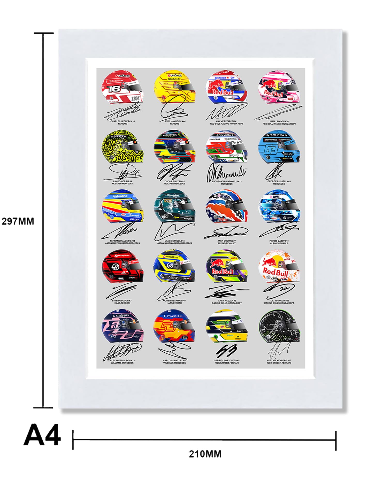 Formula One 2025 Season F1 All Drivers Signed Poster Print Picture