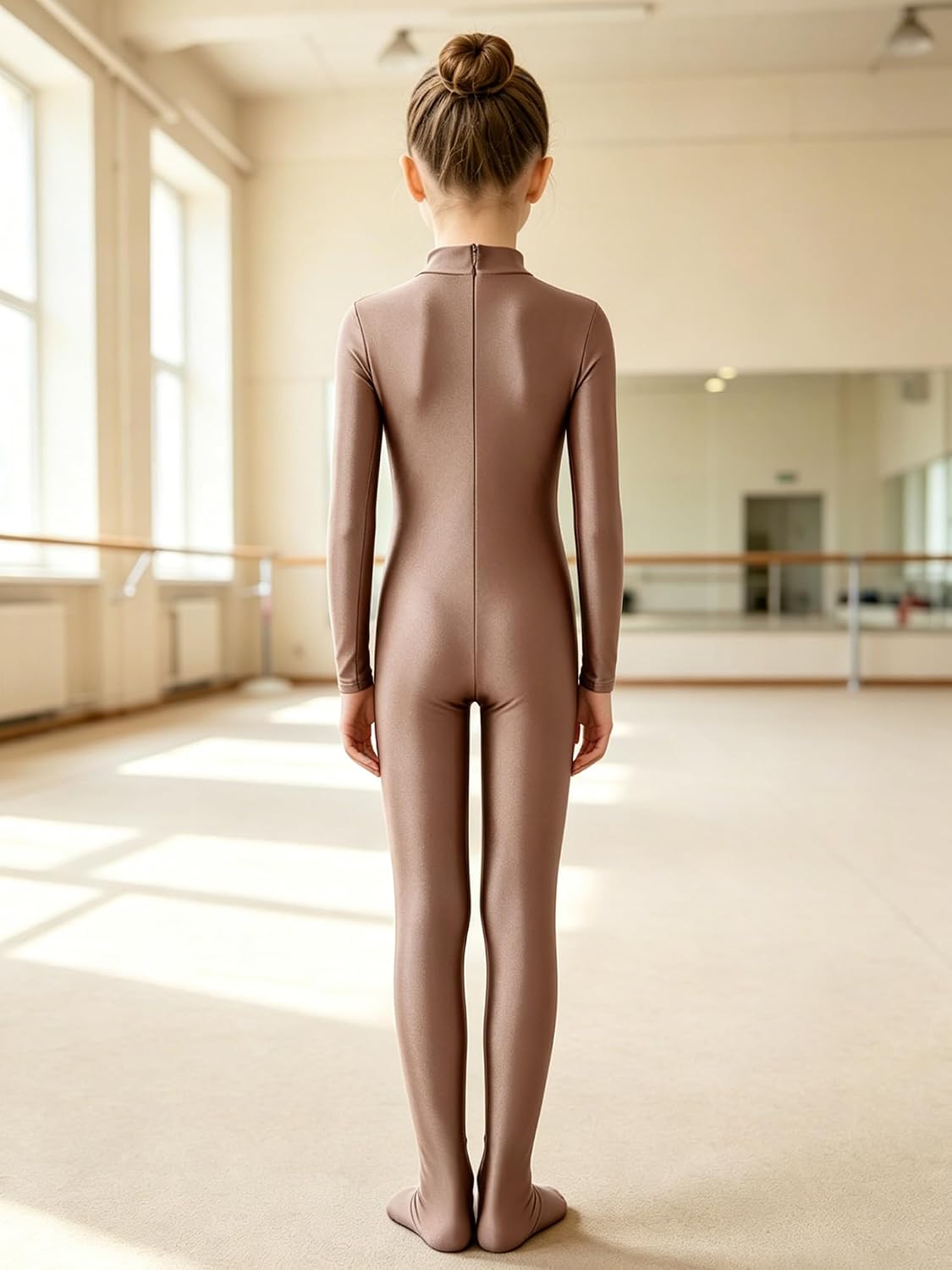 Kaerm Girls Footed Unitard Gymnastics One Piece Bodysuit Zentai Suit Catsuit Full Body Dance Leotard