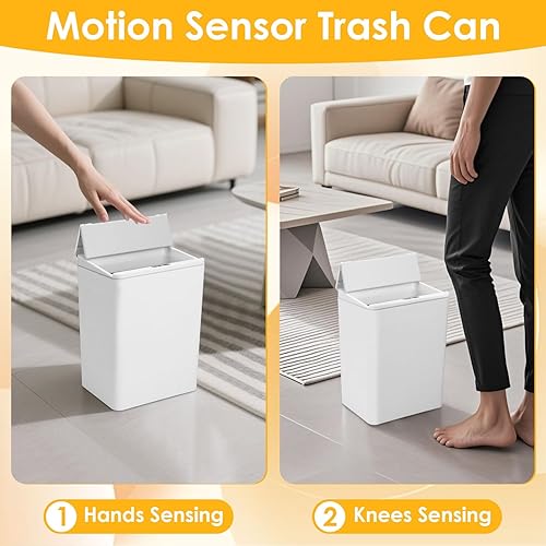 Miniatura 4 de Paquete de 3 botes de basura automáticos sin contacto, cubo de basura con sensor de movimiento de baño de 2.5 galones con tapa, cubo de basura