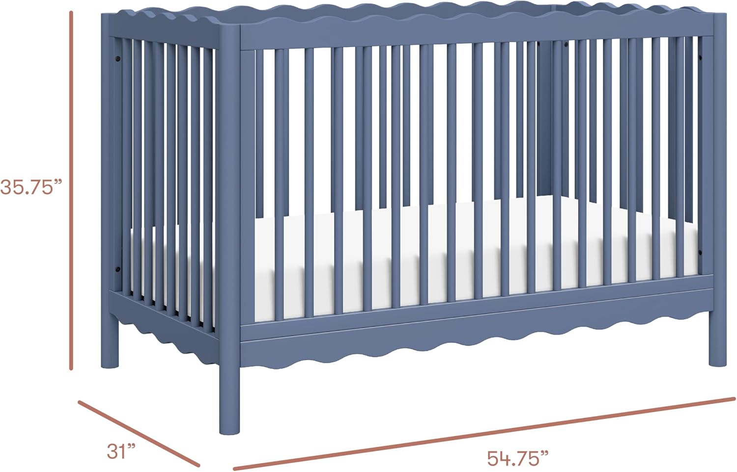 Babyletto Swell 4-in-1 Convertible Crib with Toddler Bed Conversion Kit in Cove Blue, Greenguard Gold Certified, Made of 100% Solid Wood