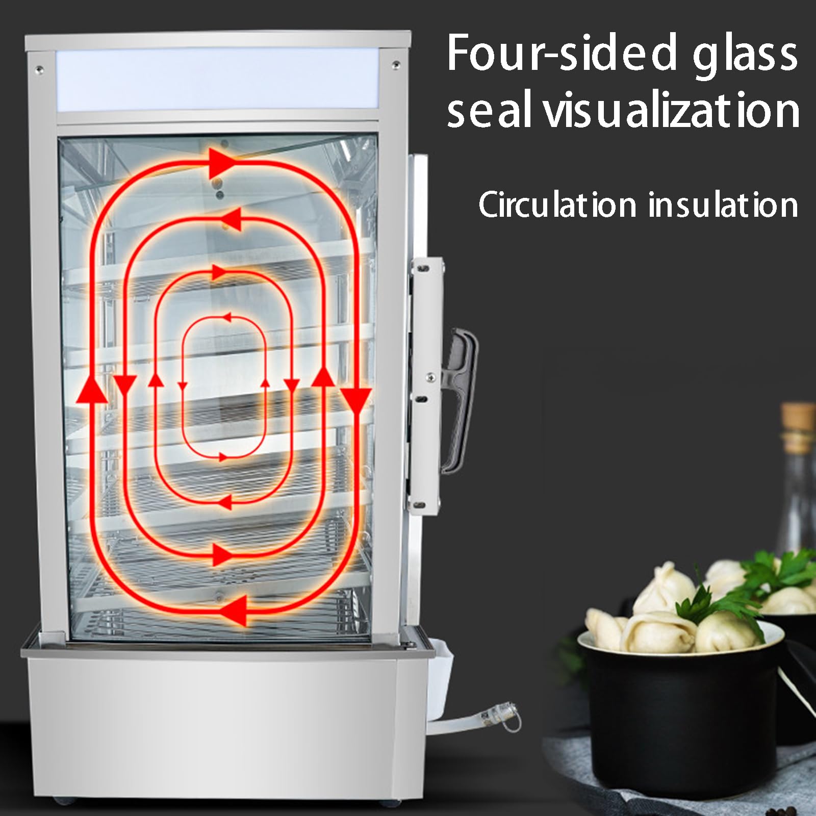 Calentador De Vitrina para Comida Caliente, Rango De Temperatura 30-110 ℃, Estantes: 295 X 295 Mm, Espacio Entre Estantes: 70 Mm, con Tubo Calefactor En Espiral, para Calefacción,A