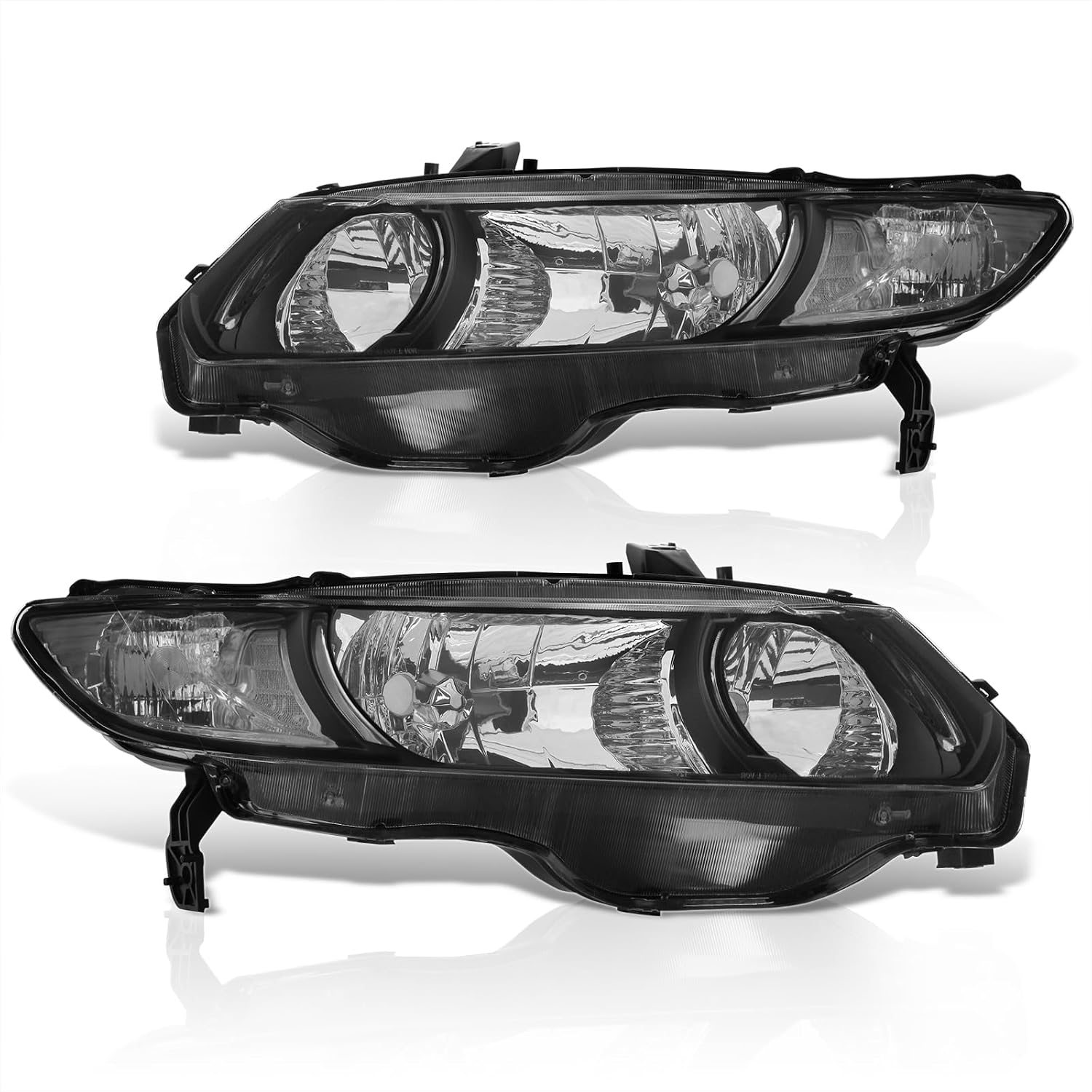 AJP Distributors Front Driving Assembly Headlight Headlamps Head Light Lamps Driver + Passenger Pair Set Compatible/Replacement For Civic Coupe 2 Door 2006 2007 2008 2009 2010 2011 06 07 08 09 10 11
