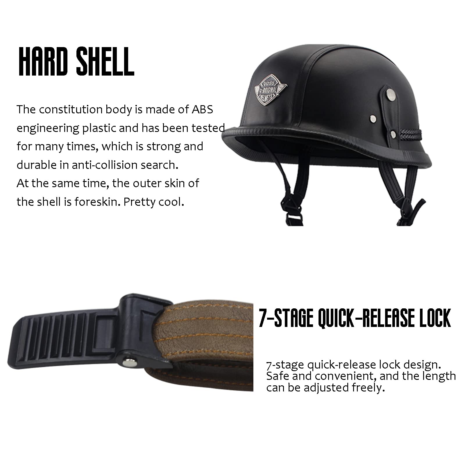 Duitse Motorhelm, Volwassen Lederen Motorhelm, Open Gezichtshelm Voor Scooter Street Touring Biker, Retro Nieuwigheid Half Shell Helm Met Pilootgoggles, DOT/ECE Goedgekeurd,Brown a,XL