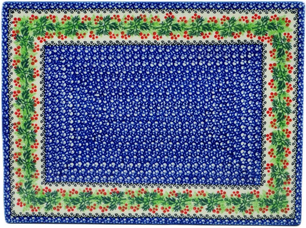 Polmedia Polish Pottery Cookie Sheet - Blooming Rowan Pattern Handmade in Boleslawiec Poland by Ceramika Artystyczna + Certificate of Authenticity