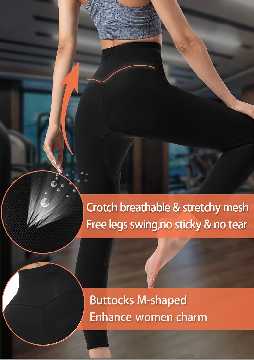 Sauna Pants Women Sweat Capris Slimming Leggings,Mesh Crotch,High Waist Workout Body Shaper Suits - Image 3