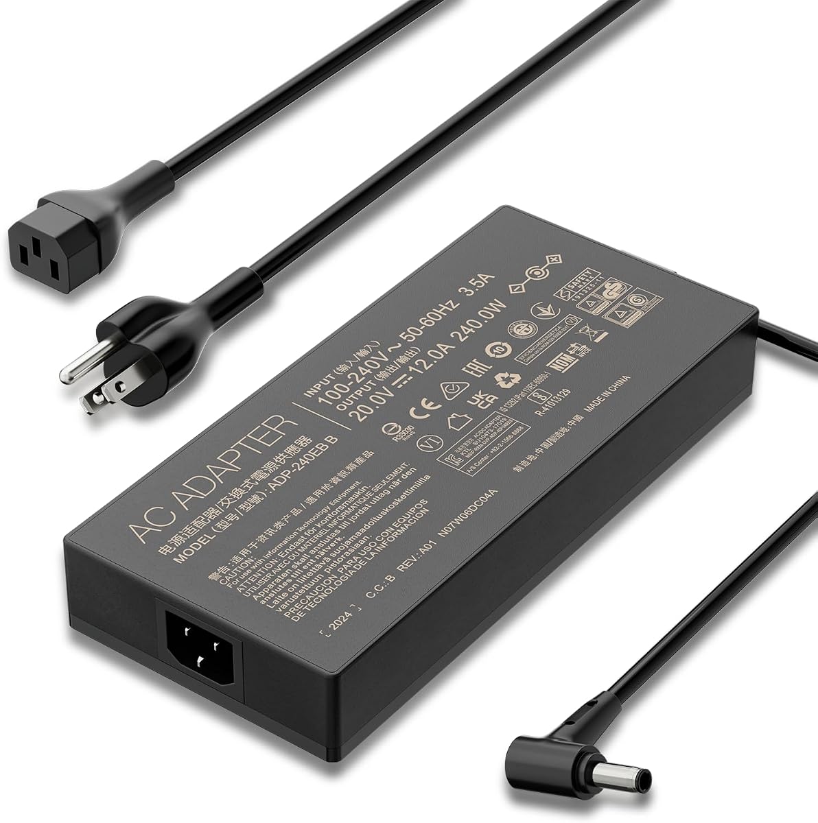 240W 20V 12A Charger Compatible with ASUS Gaming Laptop ADP-240EB B Adapter | ROG Zephyrus G14 G16 M16 Strix G15 G16 G17 Scar 15 17 TUF F15 A15 F17 A17 a20-240p1a | Fast charging Stable Power Supply Cord