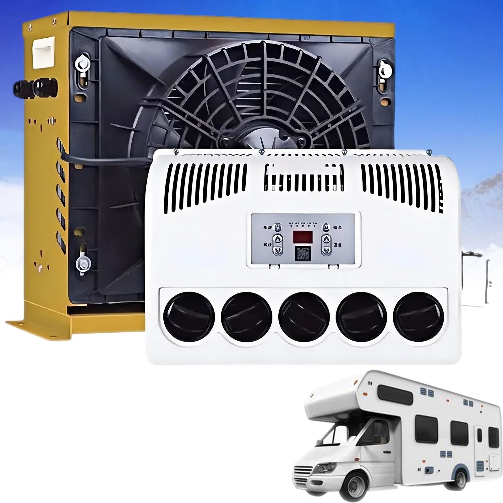 Aire acondicionado split ultrasilencioso para vehículos recreativos, unidad de aire acondicionado de enfriamiento rápido para vehículos recreativos, furgonetas, camiones, autocaravanas, excavadoras,