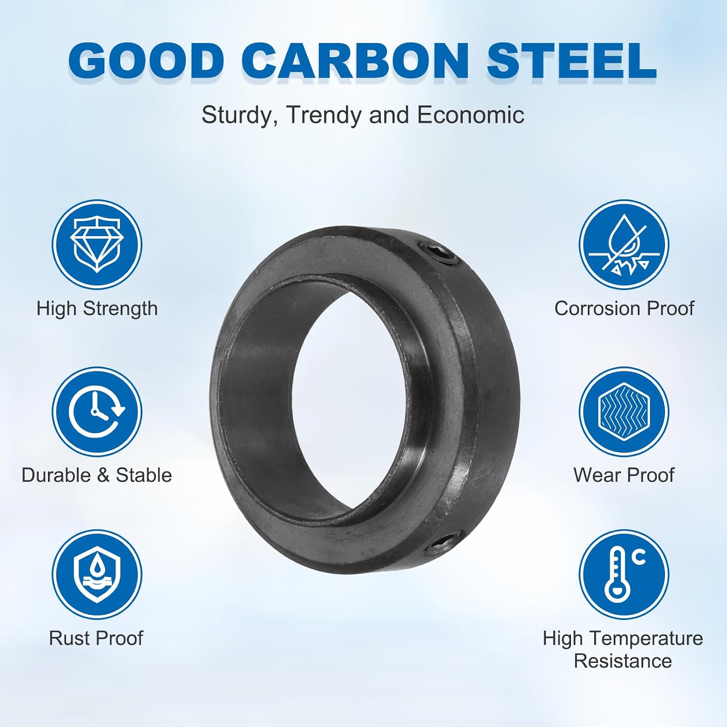 MECCANIXITY Shaft Collars 1 9/16"(40mm) Bore Carbon Steel Screw Shaft Collars 2 3/8"(60mm) OD x 5/8"(21mm) H for Wheelbarrow Industry Machine Tools Agricultural Implements Black Pack of 2