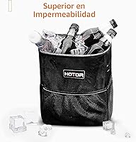 Vista 7 de HOTOR - Organizador de auto con tapa y bolsillos de almacenamiento, 100 % a prueba de fugas, resistente al agua, cubo de basura para autos, Negro