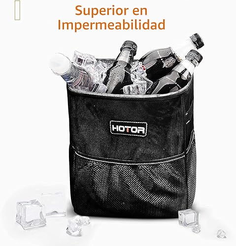 Miniatura 7 de HOTOR - Organizador de auto con tapa y bolsillos de almacenamiento, 100 % a prueba de fugas, resistente al agua, cubo de basura para autos, Negro